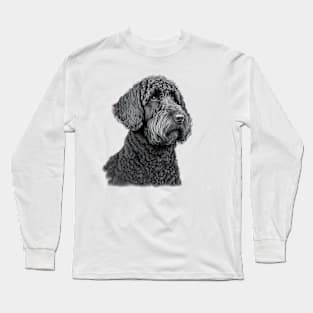 [AI Art] Portrait of a Black Labradoodle, Line Art Long Sleeve T-Shirt